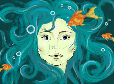 Mermaid adobe illustrator adobe photoshop blue decoration design face fish fishes gold fish illustration mermaid mermaids oceanlife underwater vector