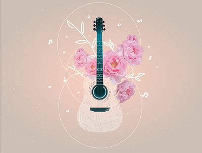Music saves adobe illustrator adobe photoshop design flower flower illustration flowers flowers illustration guitar guitarist illustration music music art pink vector