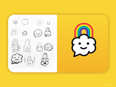 Kids Chat App Logo Design app apple cards cloud fun icon kids logo mobile process product design rainbow sketch yellow