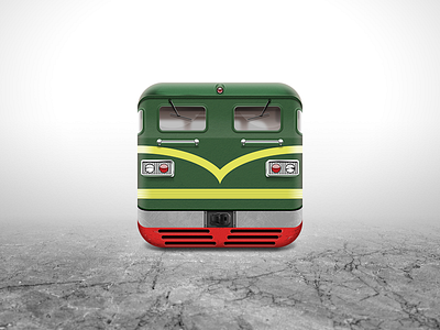 Locomotive dongfeng icon locomotive mechanical，wuwuwu realistic，green，retro train