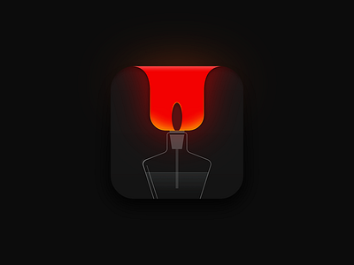 Alcohol lamp black chemistry darkness education fire icon orange realistic，falt，gradual red
