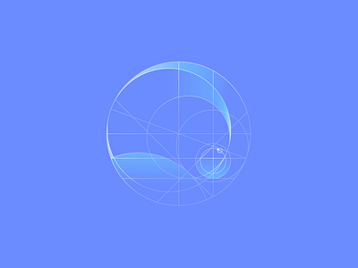 Logo blue brand flat gradual，1px， circular，arc ice line logo