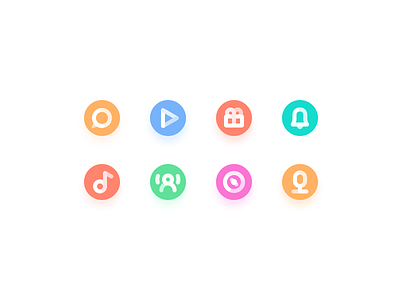 8 X 8px 8px， live，3，gradual，gift，round color flat icon pop up