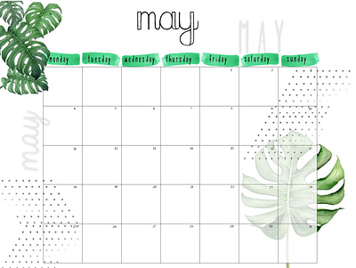 Month planner for May callendar monstera month planner plant powerpoint table