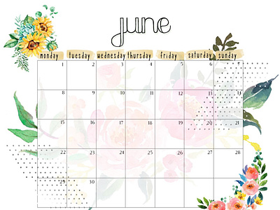 Month planner for June callendar flower month planner plant powerpoint table