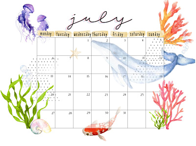 Month planner for July callendar month pinterest planner powerpoint sea table