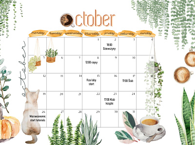 October planner callendar design month planner plant powerpoint