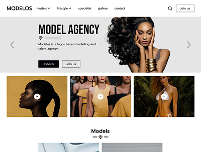 Modelling and talent agency website design minimal ui ux web