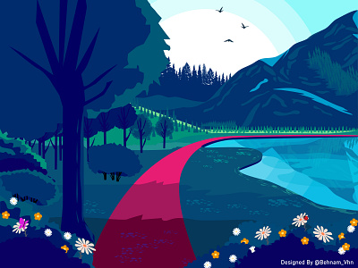 Spring Landscape design illustration season spring vector