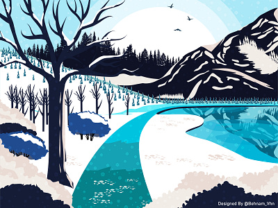 Winter Landscape design illustration season vector winter