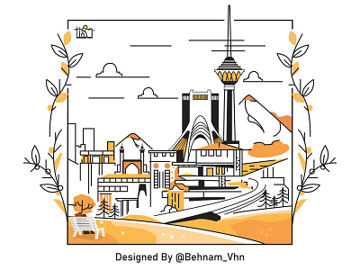 City Stroke city design illustration iran orange tehran vector yellow