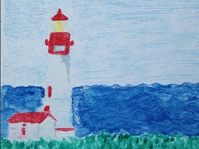 Lighthouse art color lighthouse print printmaking