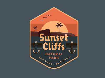 Sunset Cliffs Badge badge branding design illustration minimal typography vector