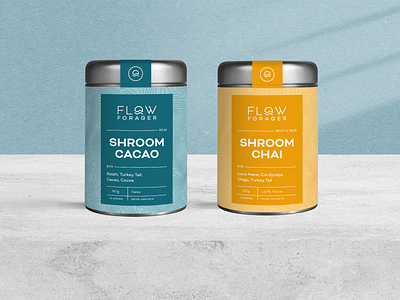 Flow Forager Packaging Design & Branding badge branding design flow healthy logo minimal mushroom natural organic packaging product shroom typography