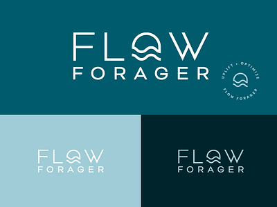 Flow Forager Logo Design badge branding design drink healthy icon minimal mushroom organic shroom typography vector