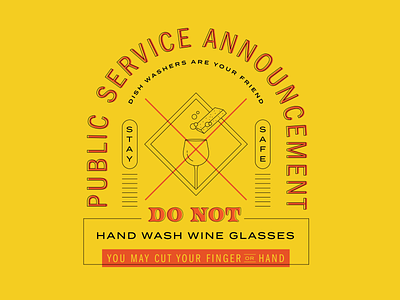 PSA: Do Not Hand Wash Wine Glasses badge branding design illustration minimal poster psa retro soap sponge typography vector wine