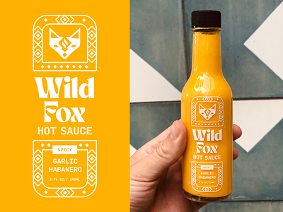 Wild Fox Hot Sauce branding food fox hot sauce illustration minimal native packaging vector