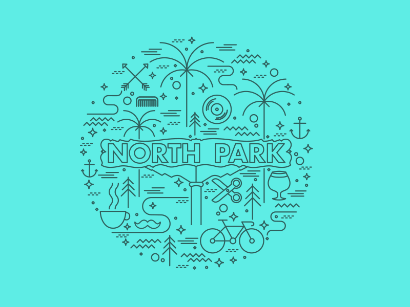 North Park icon illustration line minimal northpark sandiego vector