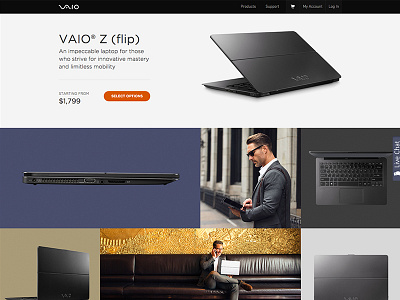VAIO Flip Product Page 2/2 computer design laptop lifestyle minimal photography product ui