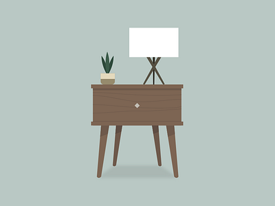 Mid Century Modern Desk Illustration