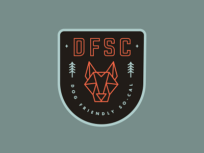 Dog Friendly SoCal 2/3 adventure badge design dog geometric minimal. meetup woods