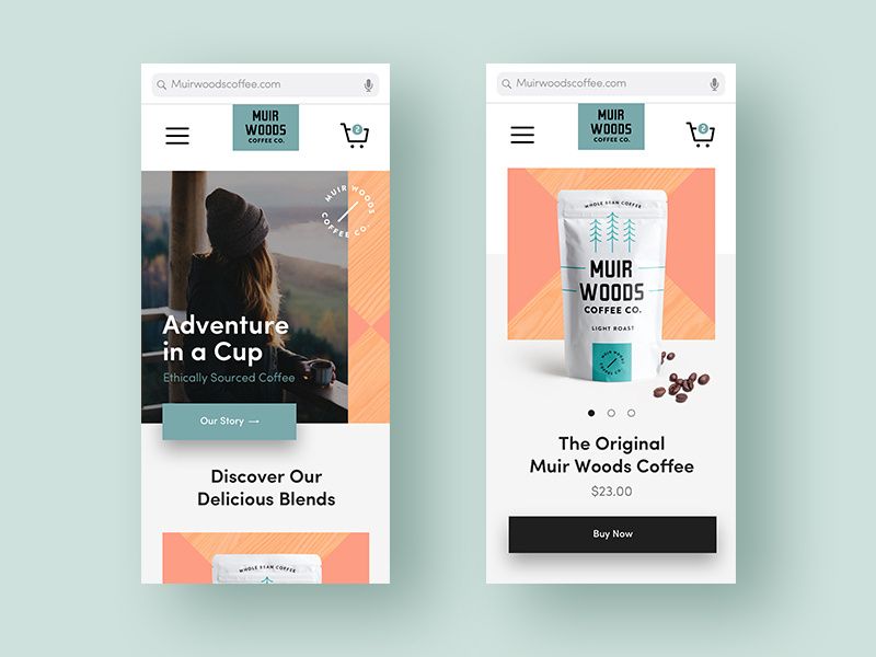 Muir Woods Ecommerce Pages iphonex woods forest coffee geometric minimal design layout mobile app ecommerce muirwoods