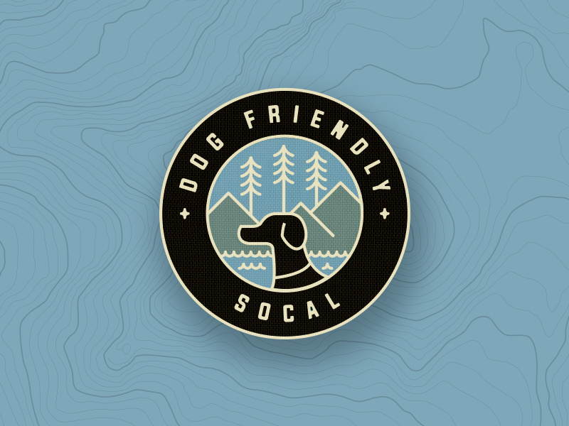 Dog Friendly SoCal Badge branding design explore nature outdoors woods california hike dog logo mockup badge