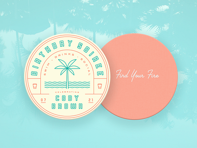 Summer Birthday Soiree Coaster beach birthday palmtree soiree summer tropical