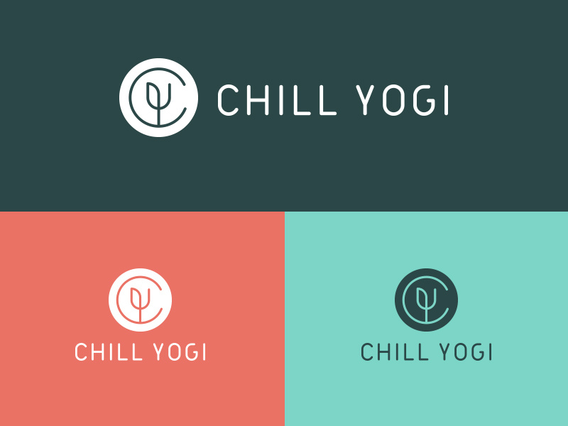 Chill Yogi health wellness identity branding minimal icon logo flower yogi yoga