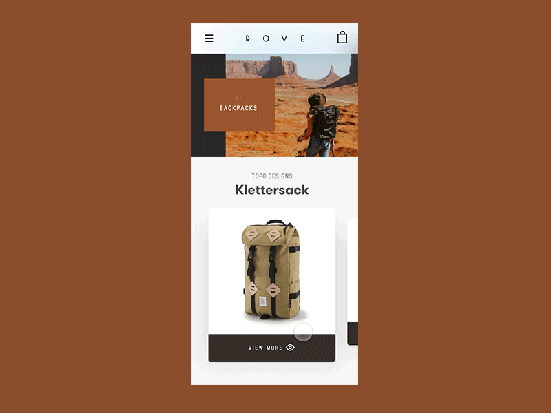 Auto-Animation in Adobe XD (Rove Adventure Shop) motion microinteraction ux ui adobe xd adobe animation animate autoanimate