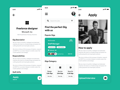 GigApp app design interaction design product design prototype ui ux