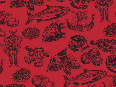 Nordic food illustration pattern