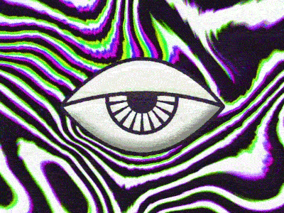 Lazy Eye eye glitch green loop motion graphic neon psychedelic purple trippy