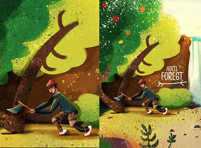 forest illustration book character forest human illustraion