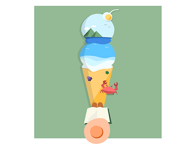 Summer beach design ice cream illustration summer