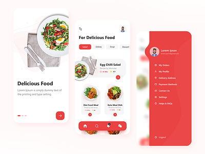 Foodie Mobile App branding cart categories colorful creative creative design delivery delivery app food food app food splash menubar morden side menu tutorial ui xd