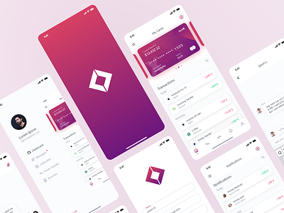 Fintech App UI - Design app ui branding card colorful credit card design fin notification fin notification fintech minimal transition ui xd