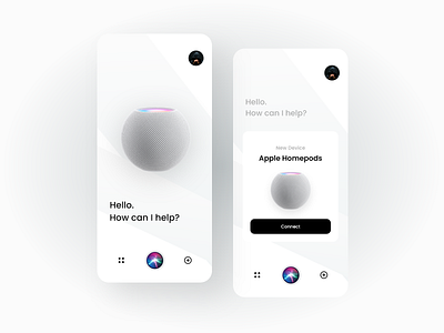 HomePod App Design 3d 3d look abstract art app app design app ui connect app creative homepod menu minimal modern siri ui xd