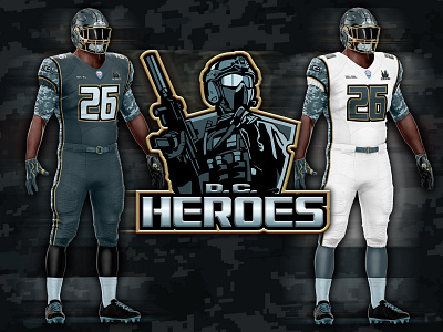 D.C. Heroes .psd american football brand identity branding camouflage download fictional football logo military nfl photoshop product identity psd rebranding