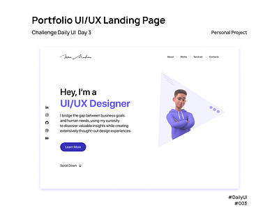 Portfolio UI/UX Landing Page - DailyUI #002 branding dailyui landingpage portfolio ui website