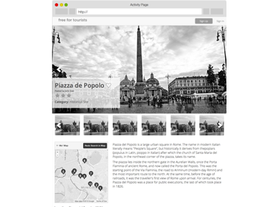 Free For Tourists Activity Page fidelity high ui ux wireframe