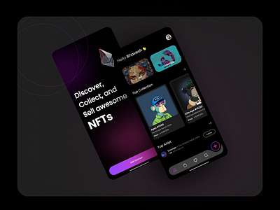 NFT App dark theme darkui design illustration logo nft ui userexperience ux