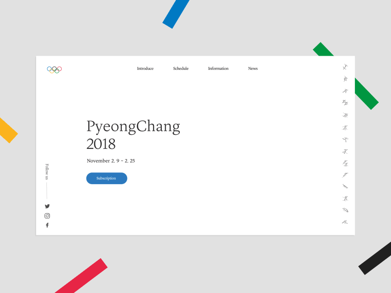 PyeongChang 2018 Olympics Landing Web Page interaction design landing page motion graphic olympic pyeongchang ui ux web
