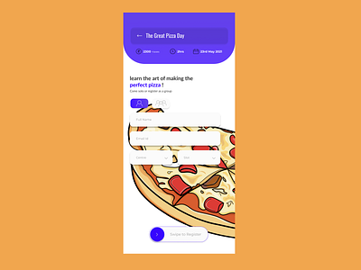 Sign Up app challenge dailyui day1 design food fresh login minimal pizza quick register signup
