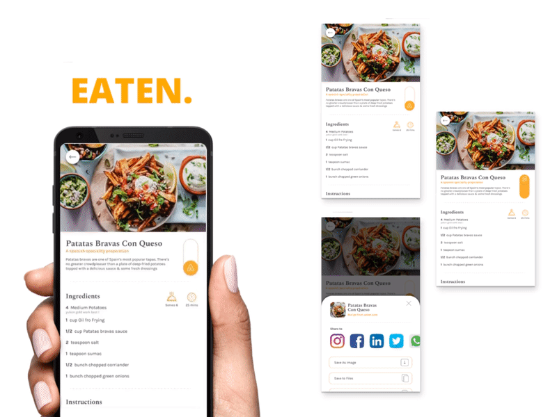 Share button for a recipe app app challenge clean dailyui day10 design designs food food illustration fresh minimal recipe share share button shares social social media ui ux
