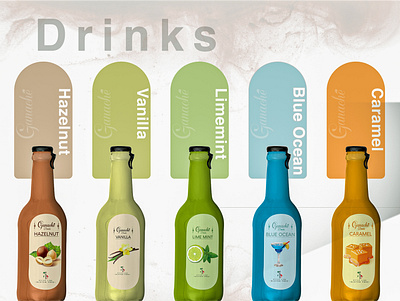 Ganache Drinks Bottles bottles branding design designing graphic design packaging