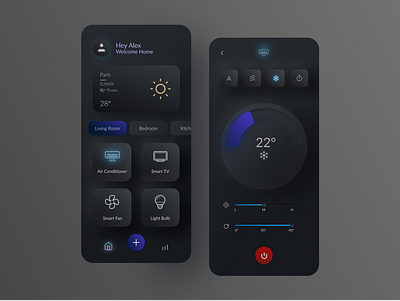 Smart Home App app app design app ui app ui ux appui controller mobile ui neumorphic smart app smart home smart home app smarthome temperature ui ui design uidesign uiux uiuxdesign ux uxui