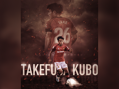 Takefusa Kubo branding football graphic japan photoshop poster poster design red retouch typogaphy