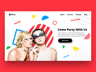 Party colorful geometry landing party ui ux web website