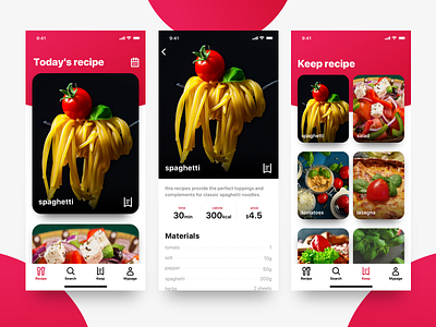 Recipe App app cooking icon ios iphone x recipe red tomato ui ux
